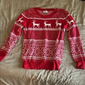 Old Navy Red and White Reindeer Sweater